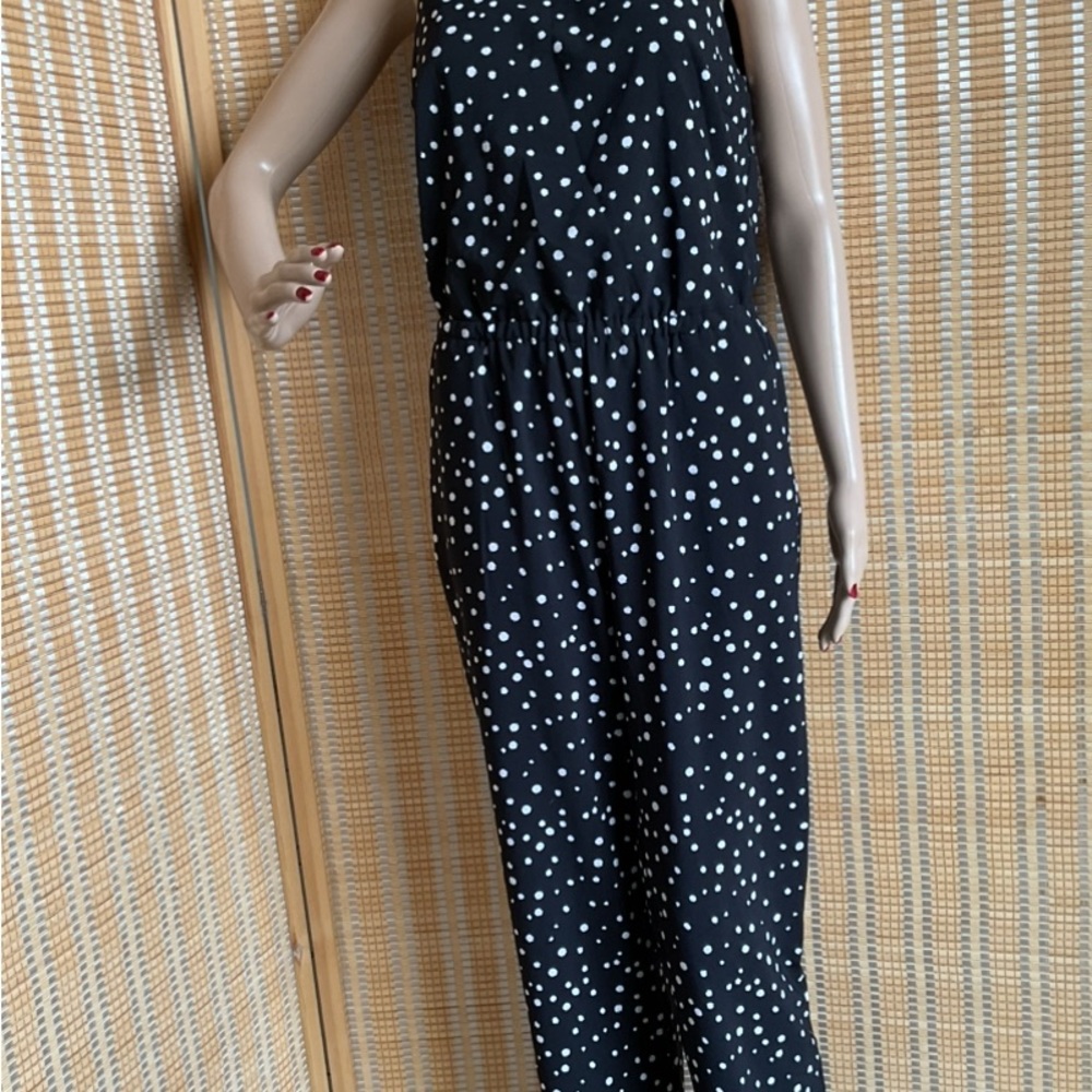 SPENSE Women’s Black White Polka Dot Sleeveless Jumpsuit Romper Size 4